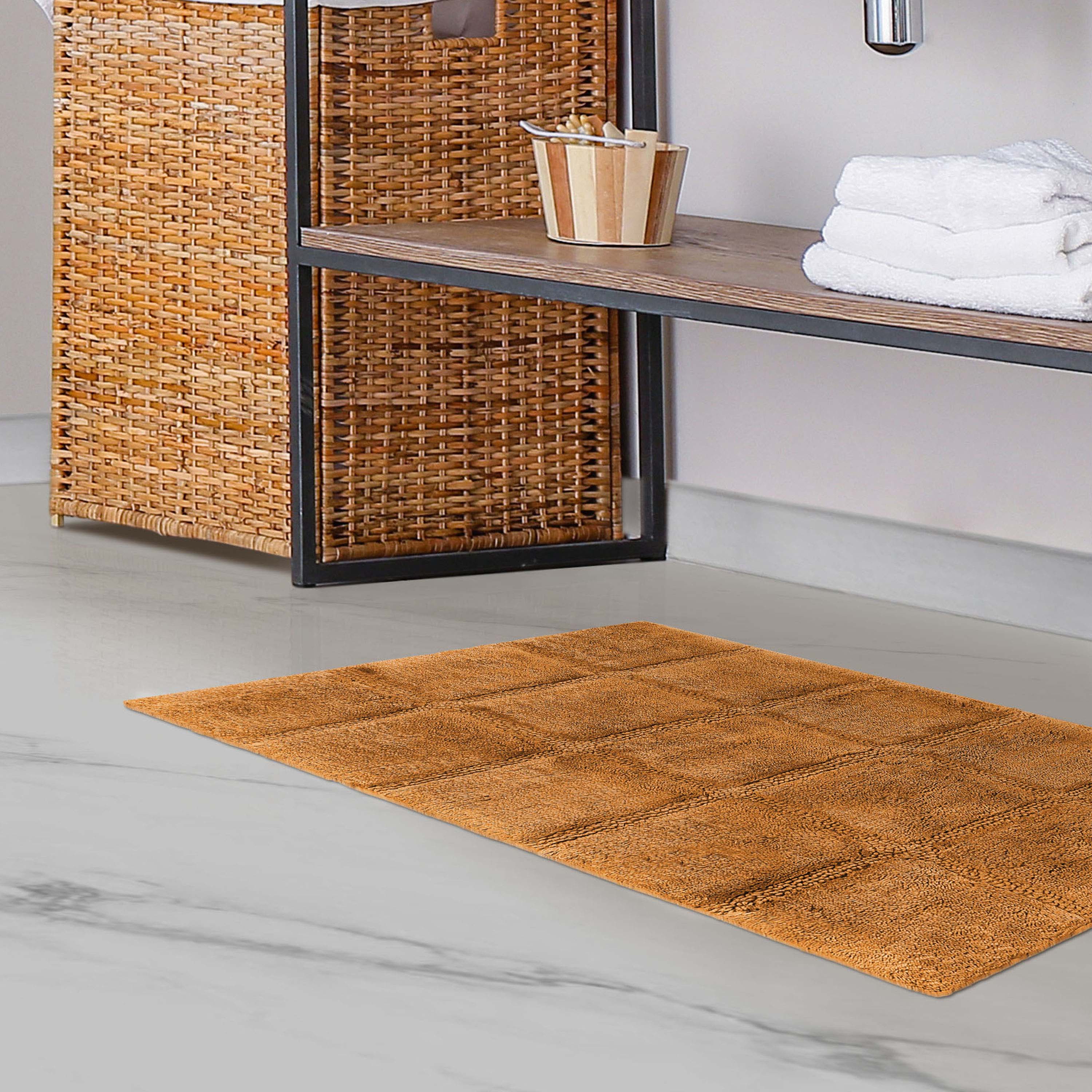Premium 2-Piece Cotton Bath Rug Set - Soft, Non-Slip Checkered Design for Bathroom Safety and Comfort - Perfect for Bathroom, Shower, and Vanity Areas
