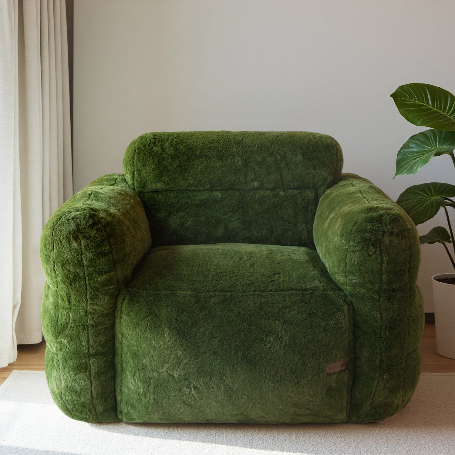 MAXYOYO Giant Bean Bag Chair - Ultra Soft Faux Fur Oversized Lounger for Adults & Teens, Green - Perfect for Bedroom, Living Room, Game Room & Dorm Relaxation