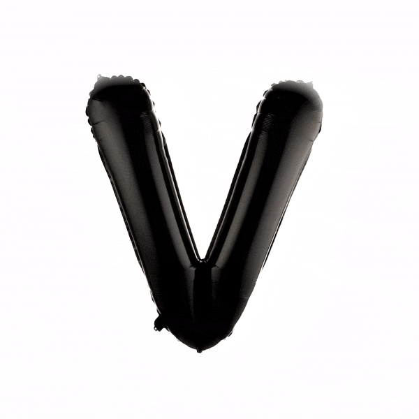 Balloonify Black Mylar Letter V Balloon - 40 Inch Large Foil Alphabet Balloon for Birthday Parties, Baby Showers & Graduation Decorations (1 Count Box)