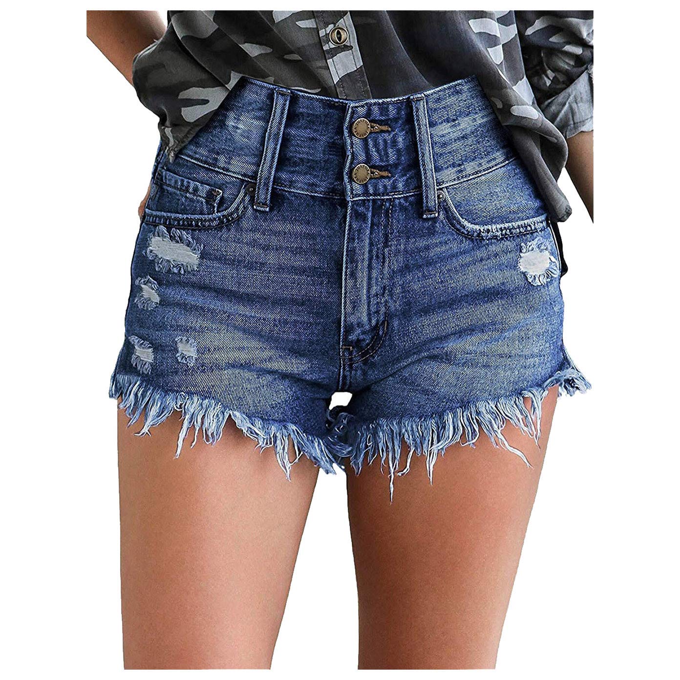 Skinny Fit High Waist Denim Shorts for Women - Sexy Mini Jeans with Zipper & Compression | Perfect for Summer Outfits, Night Out & Casual Wear