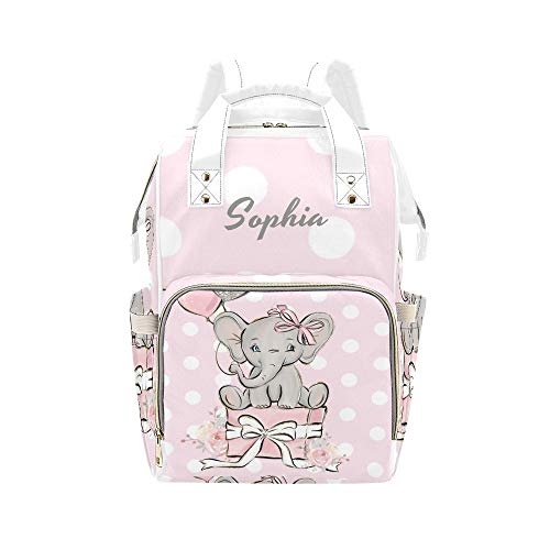 Personalized Elephant Diaper Bag - Custom Name Baby Nappy Backpack for Moms, Tote & Shoulder Bag for Nursing, Baby Shower Gift | Perfect for Travel, Hospital Visits & Daily Baby Care