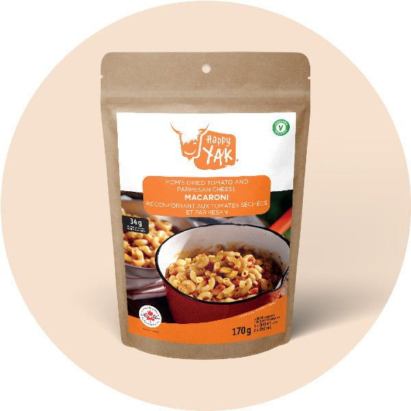 Happy Yak Mom's Dried Tomato & Cheese Macaroni Pasta - Quick & Easy Gourmet Meal for Busy Parents, Camping & College Dorm Cooking
