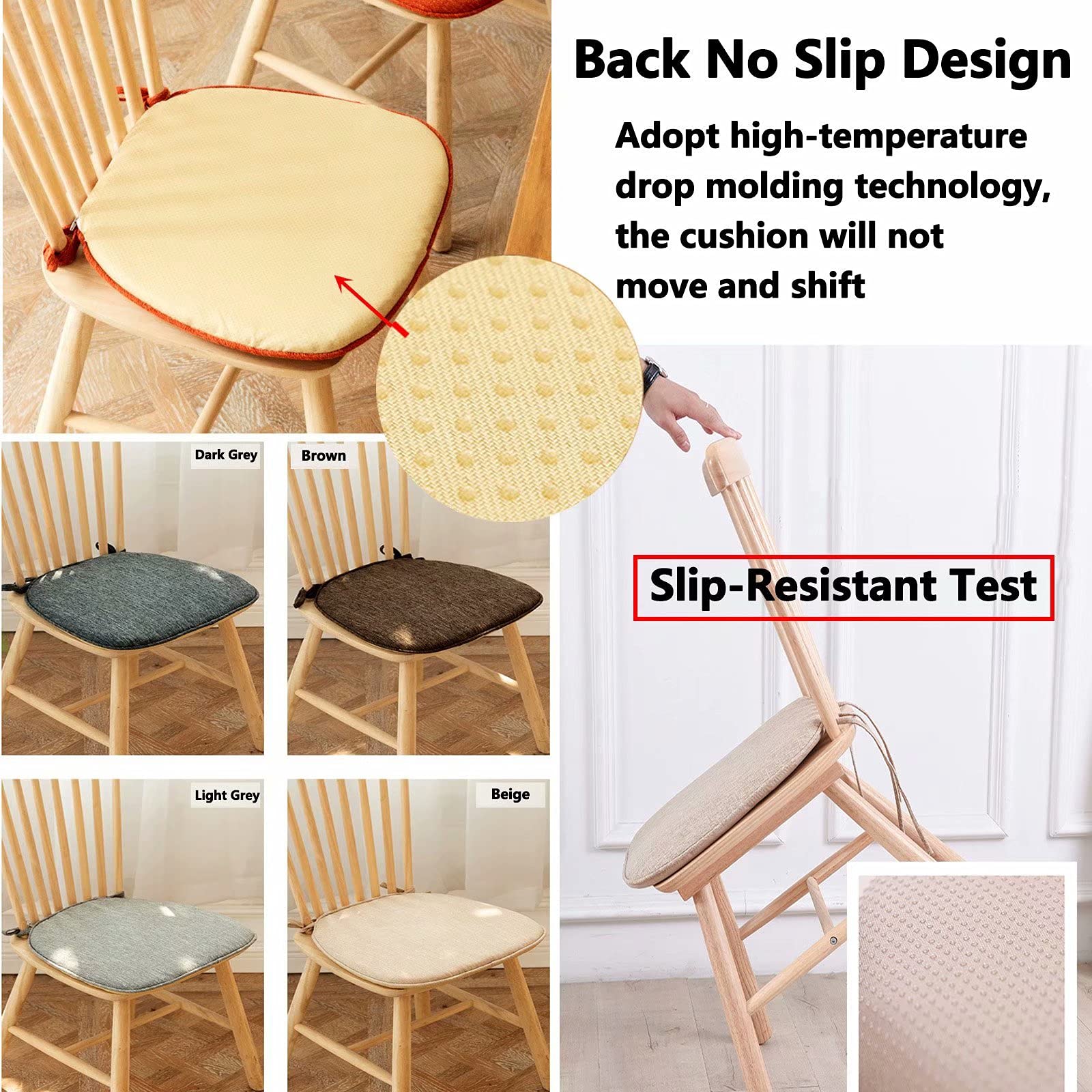 EGOSUN 6 Pack Non-Slip U-Shaped Dining Chair Cushions with Ties - Comfortable Kitchen Seat Pads for Home & Restaurant Use - Blue Home Decor Accessories (Perfect for Dining Rooms, Kitchens, and Office Chairs)