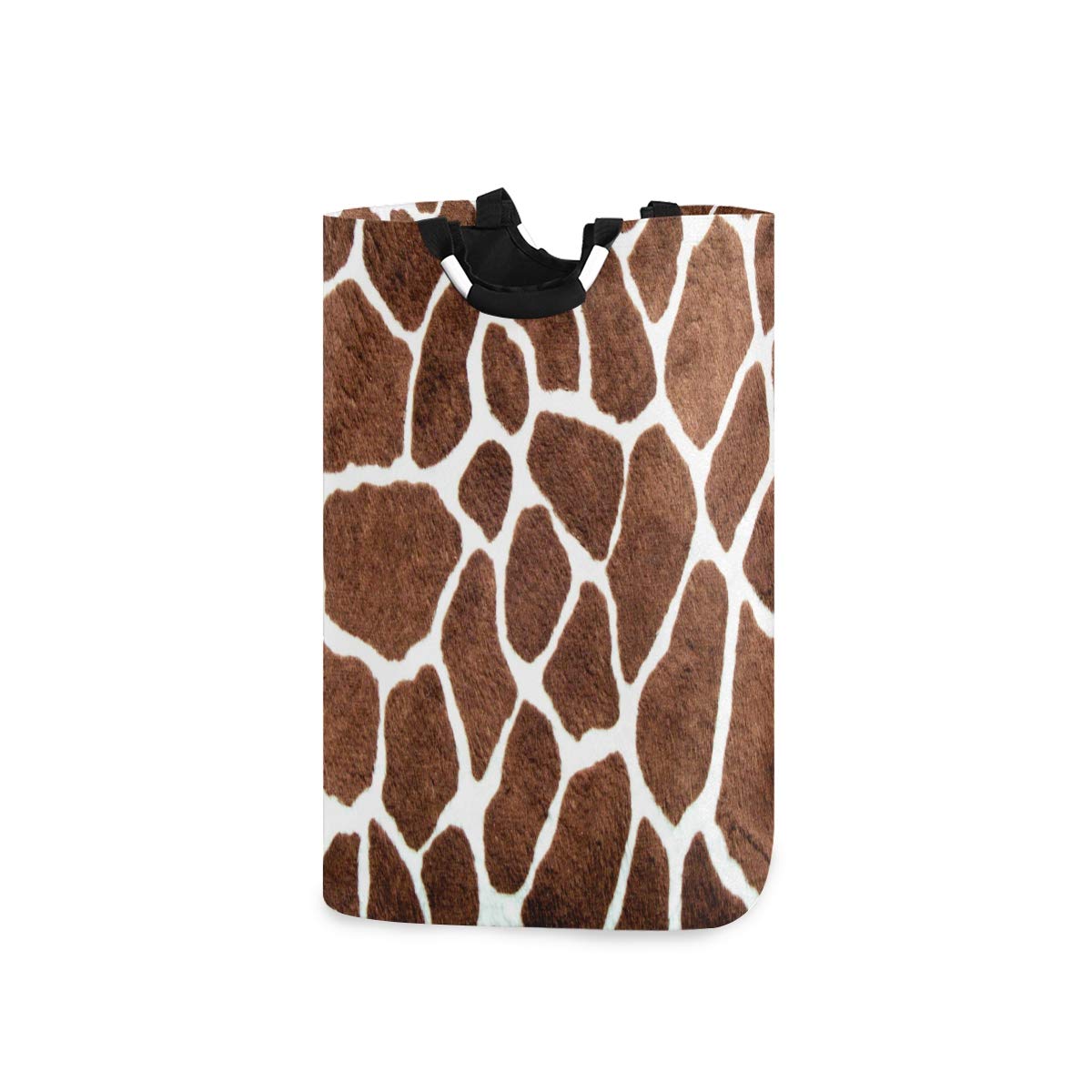 Vintage Giraffe Print Collapsible Laundry Hamper - Foldable Oxford Cloth Dirty Clothes Basket with Handles for Kids Toy Storage & Home Organization | Perfect for College Dorm, Bathroom & Nursery Decor