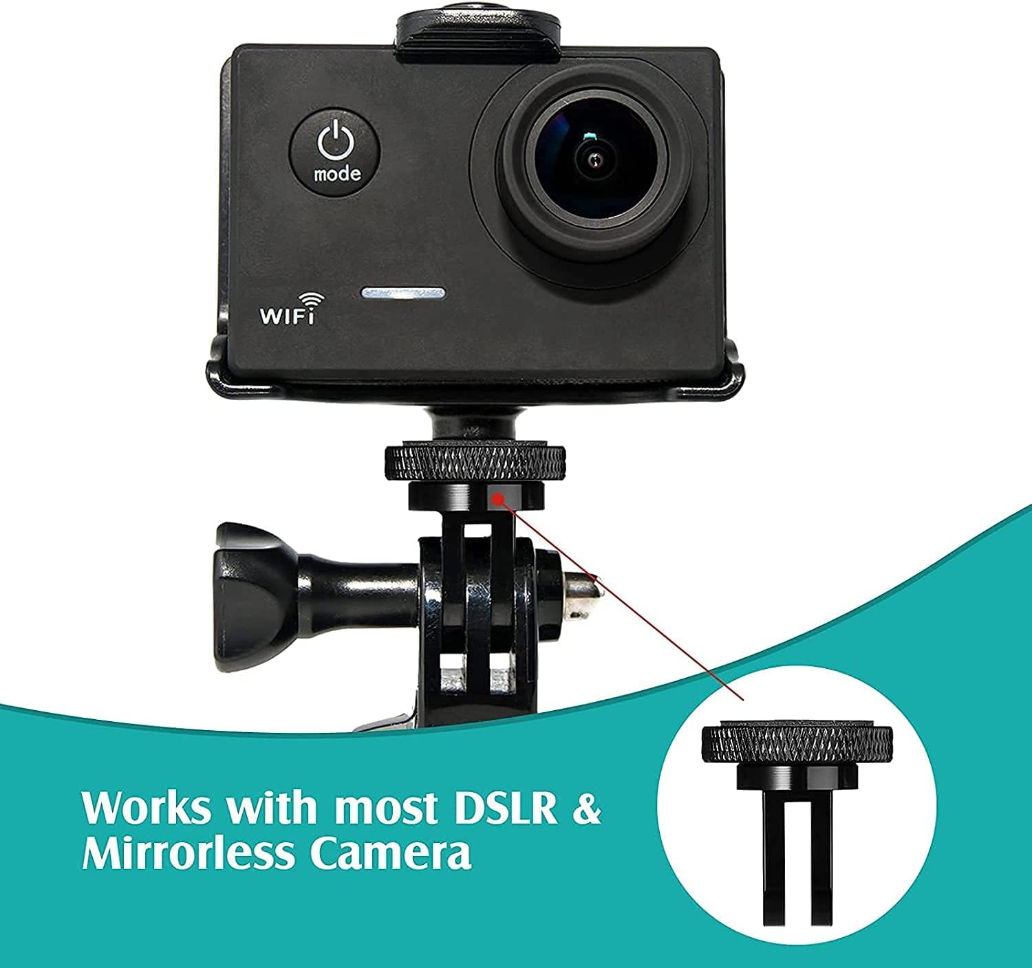 2-Pack 1/4-20 Screw Tripod Mount Adapter for GoPro Hero10/9/8/7, Insta360 ONE X4/X3/X2, DJI OSMO Action - Universal Action Camera Accessory for Vlogging, Travel & Outdoor Adventures