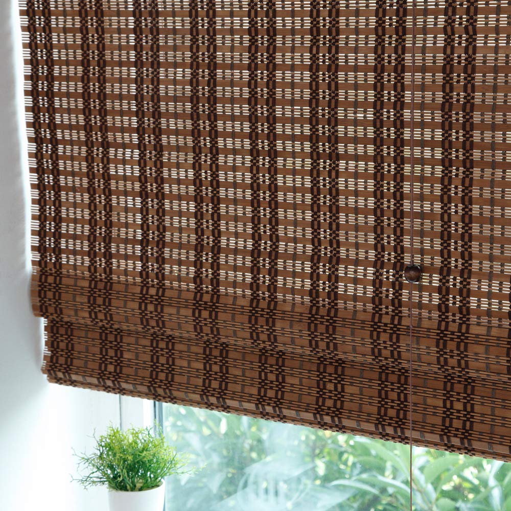 LETAU Cordless Bamboo Roman Shades - Light Filtering Wood Window Blinds for Home, Kitchen & Office | Easy Lift Mechanism | Perfect for Living Room, Bedroom & Patio Doors