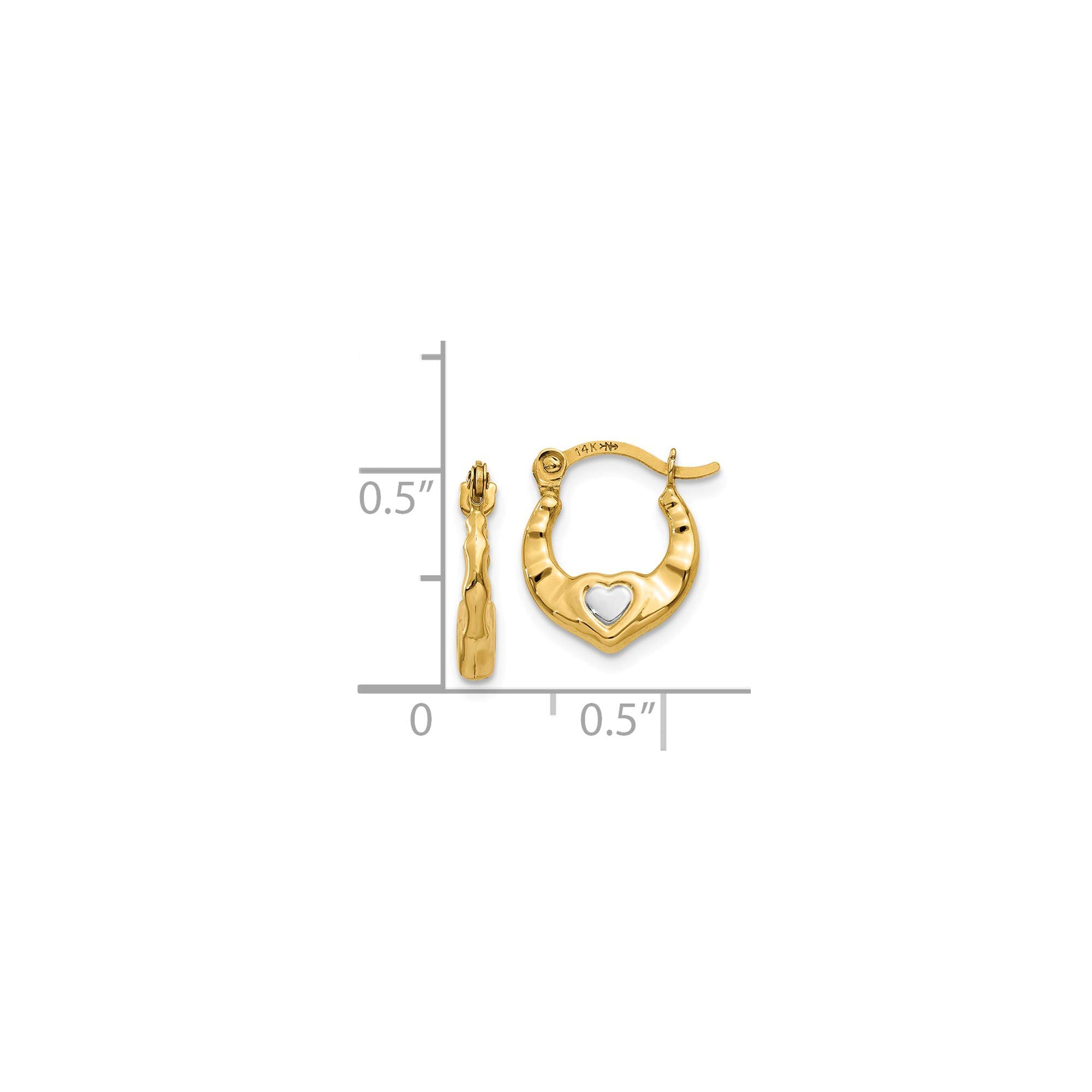 14K Gold & Rhodium Plated Hollow Heart Hoop Earrings for Women - Elegant 14K Yellow & White Rhodium Dangle Earrings - Perfect for Valentine's Day, Anniversary Gifts & Special Occasions
