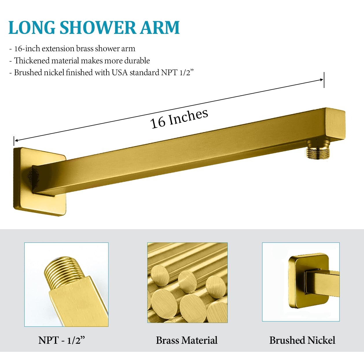 10 Inch Rainfall Shower System with 4-Setting Handheld Spray, Pressure Balance Valve & Brushed Gold Trim Kit - Wall Mounted Bathroom Faucet Set for Luxurious Spa Experience at Home