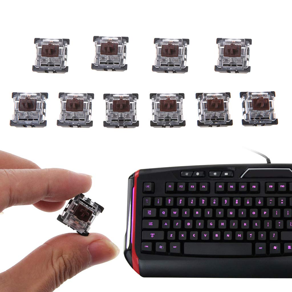 10Pcs Brown Mechanical Keyboard Switches - 3 Pin KeyCaps Compatible with Cherry MX Keyboards | Perfect for Gaming, Typing & Office Use
