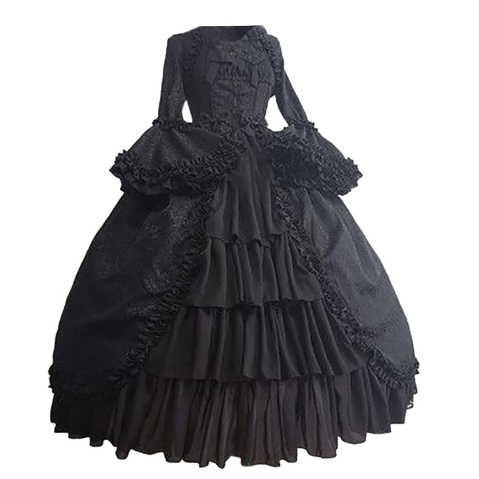 SCKARLE Women's Halloween Costume - Black Two-Piece Dress for Cosplay, Theater & Acting | Gothic Tunic Outfit for Parties, Renaissance Fairs & Themed Events (Size XXXXL)
