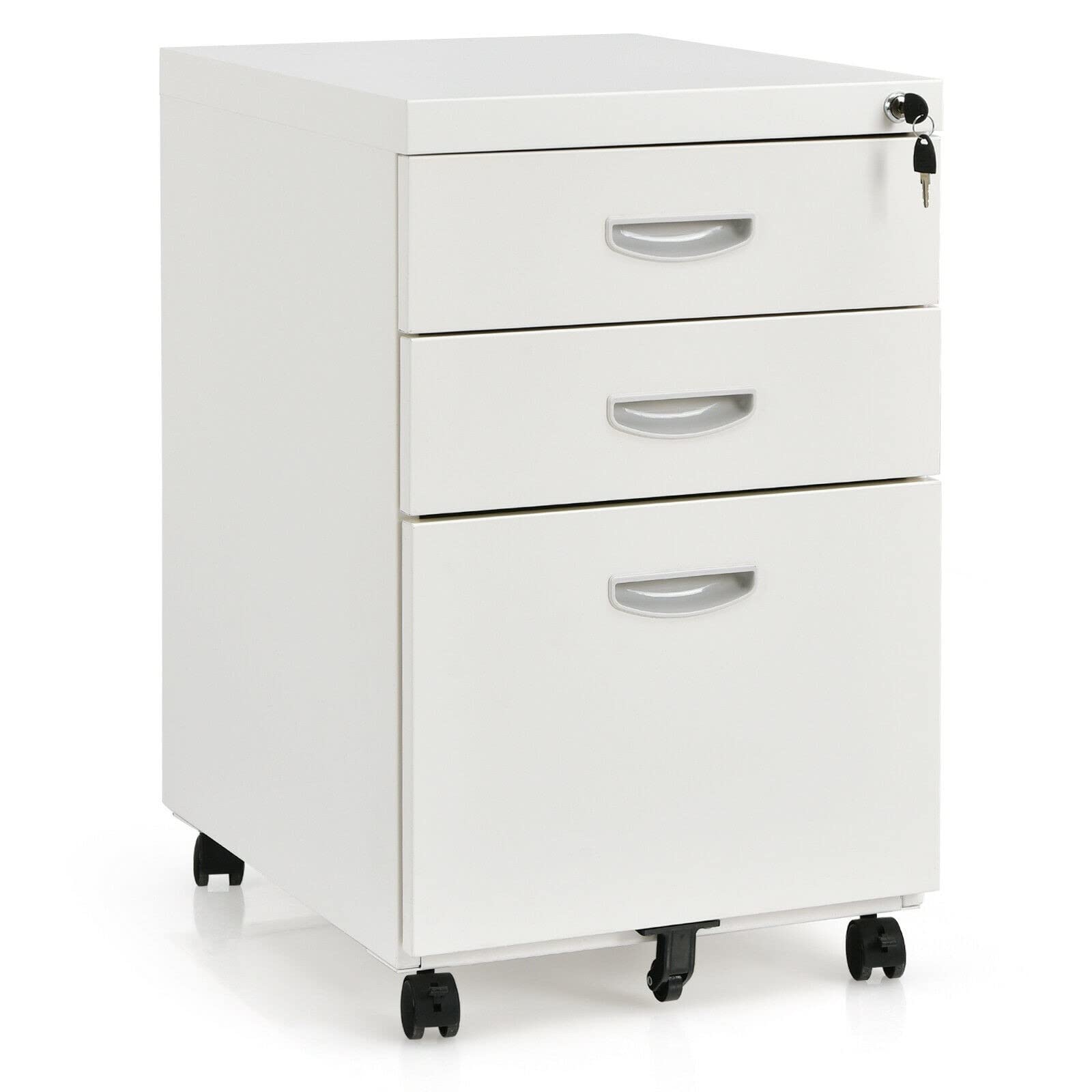 GKOMMERK 3-Drawer Steel File Cabinet with Lock - Secure Office Storage Cabinet for Home & Office Organization - Perfect for Files, Documents, and Office Supplies Storage