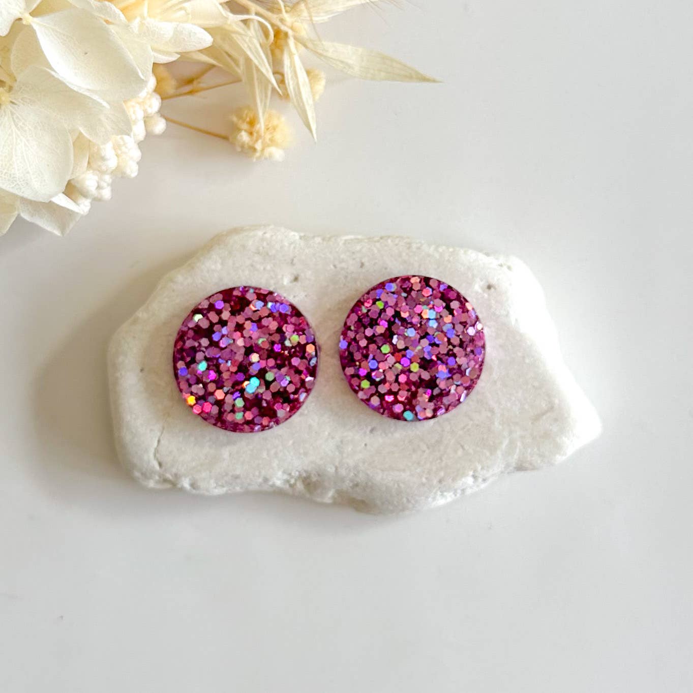 Sparkling Resin Stud Earrings with Glitter - Small & Bright for Women | Perfect for Parties, Weddings, and Everyday Wear