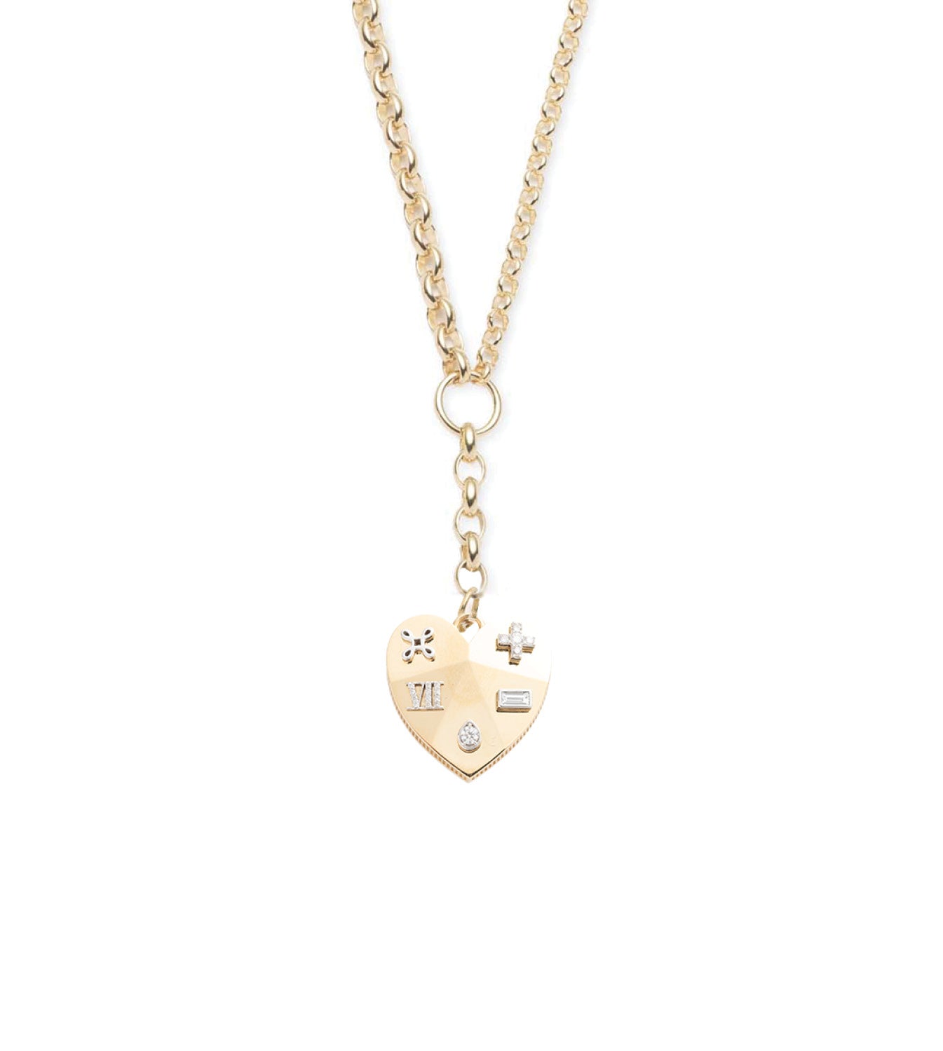 Faceted Heart Heavy Mixed Belcher Chain Necklace – Elegant & Durable Jewelry for Women | Perfect for Valentine's Day, Anniversary Gifts & Romantic Occasions