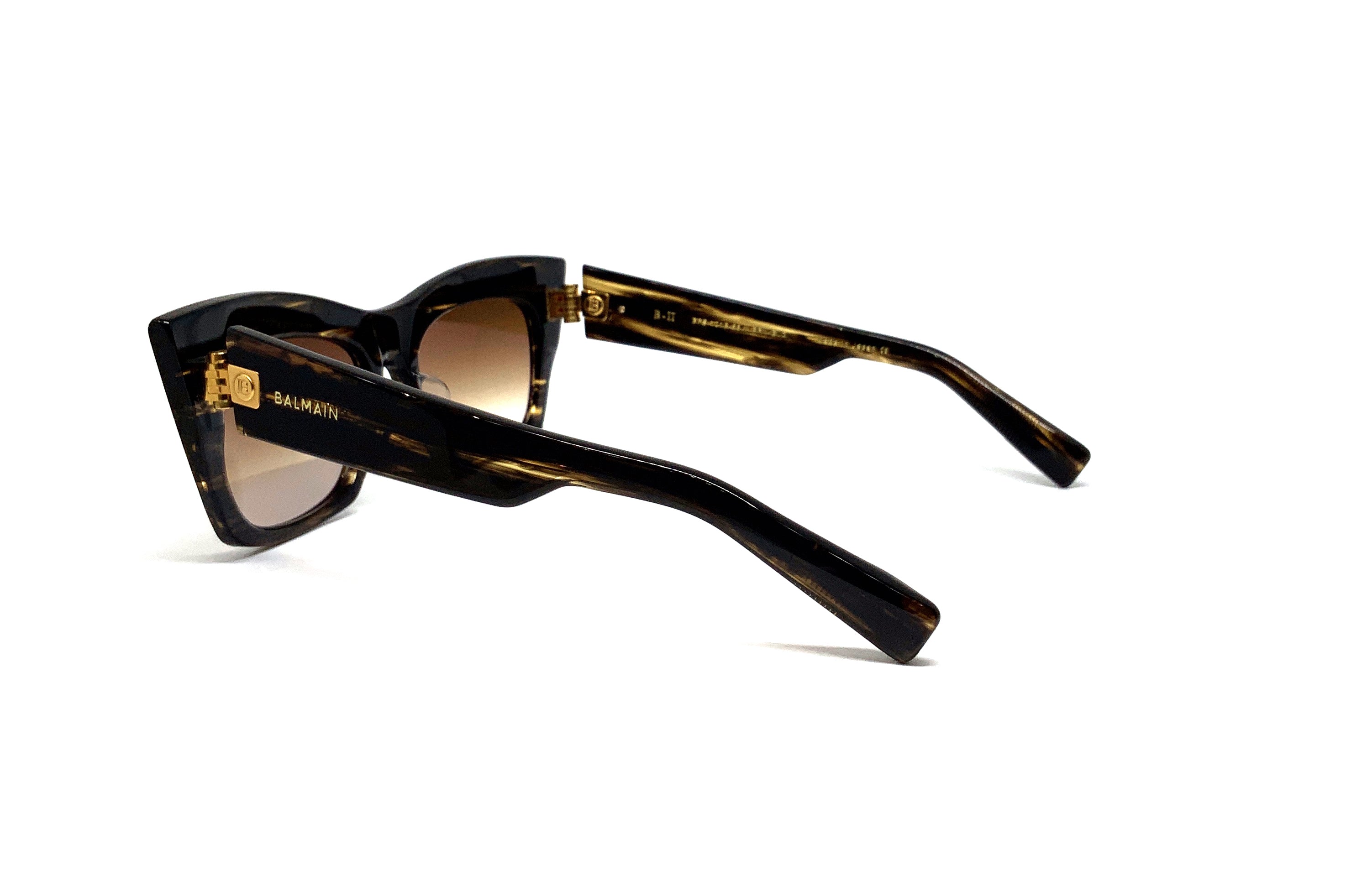 Balmain B II Sunglasses Dark Brown Swirl & Gold Frame - Stylish UV Protection for Outdoor Activities & Fashion Accessories