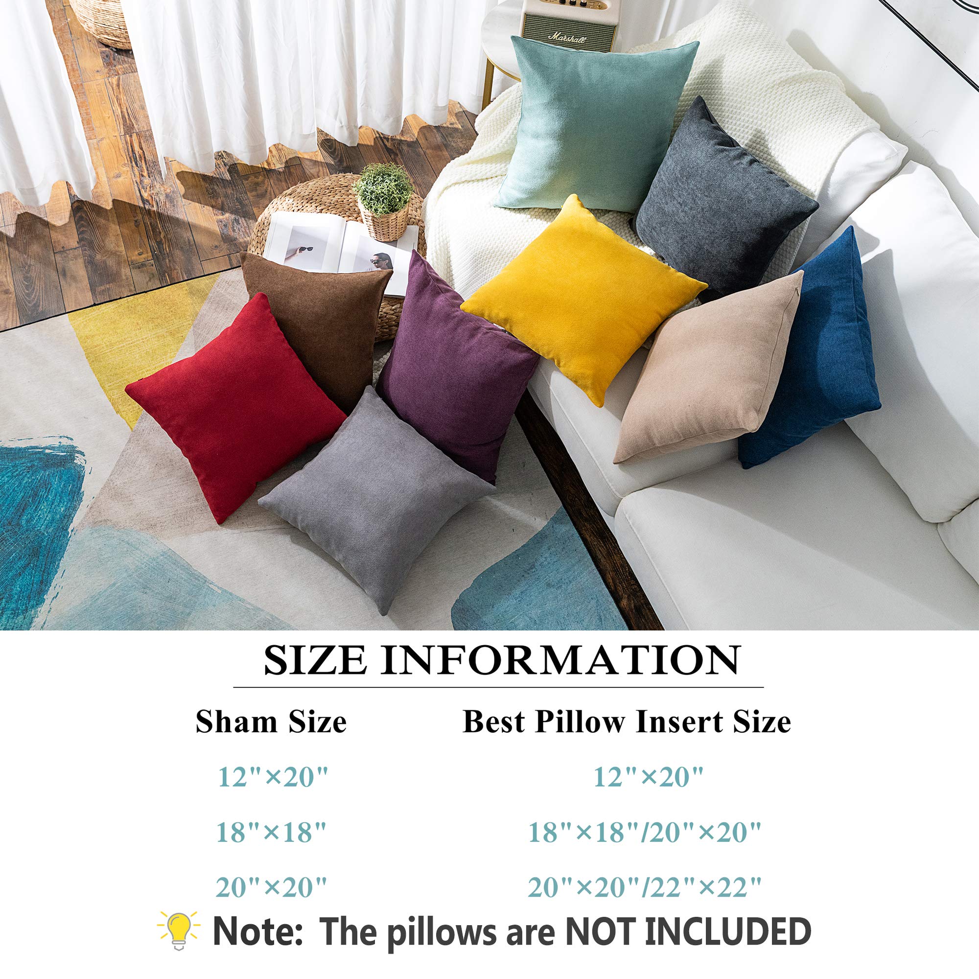 Stellhome 2 Pack Chenille Square Throw Pillow Covers 20x20 Inch (50cm) - Soft Aqua Decorative Cushion Covers for Bed, Couch, Sofa & Bench - Perfect for Living Room, Bedroom & Home Decor