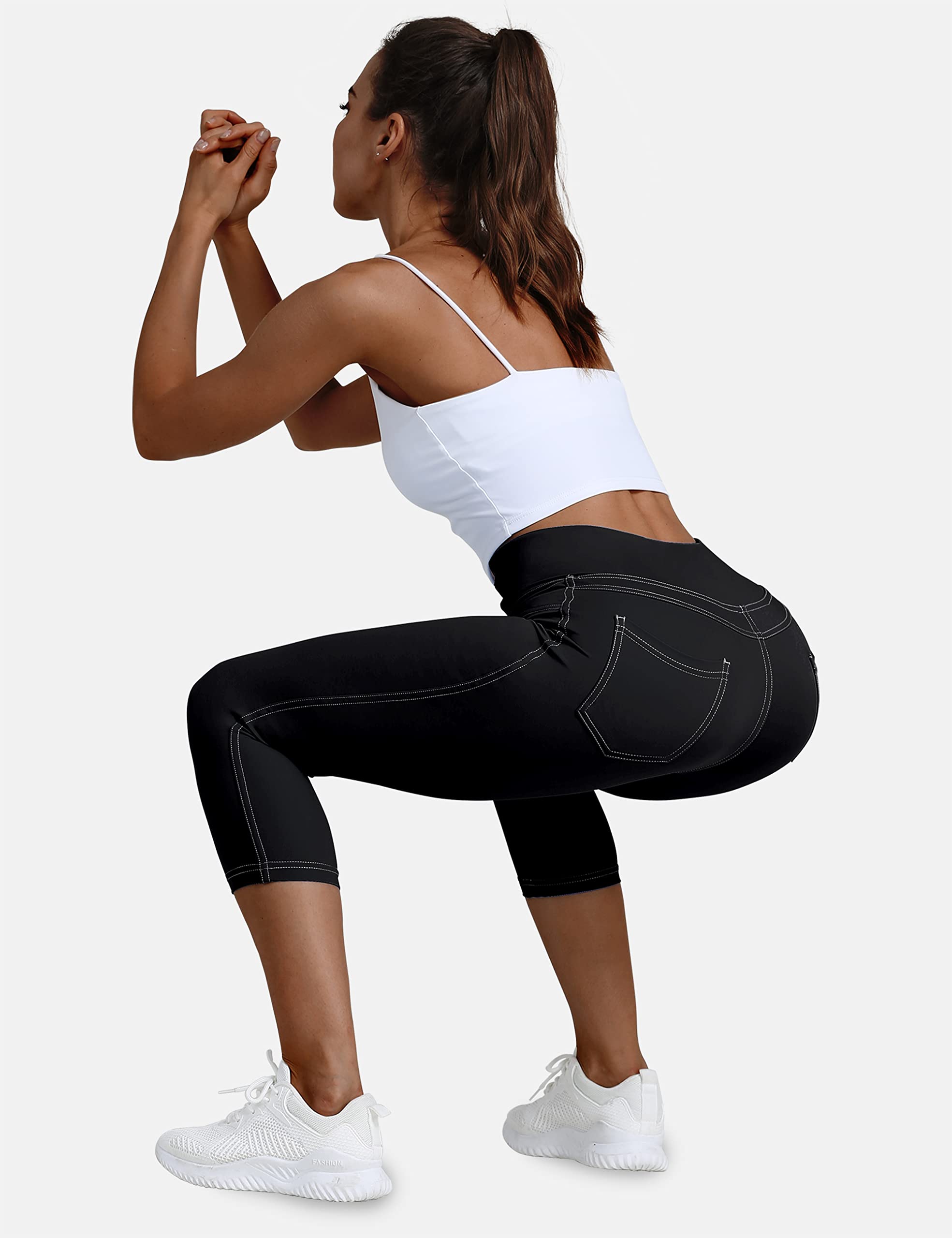 VOOVEEYA Women's High Waist Jeggings with Pockets - Tummy Control Stretchy Leggings for Plus Size | Comfortable Yoga Pants for Workout, Running & Casual Wear
