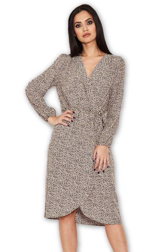 AX Paris Women's Animal Print Wrap Style Dress - Flattering Fit, Stretchy Fabric - Perfect for Date Night, Cocktail Parties & Special Occasions