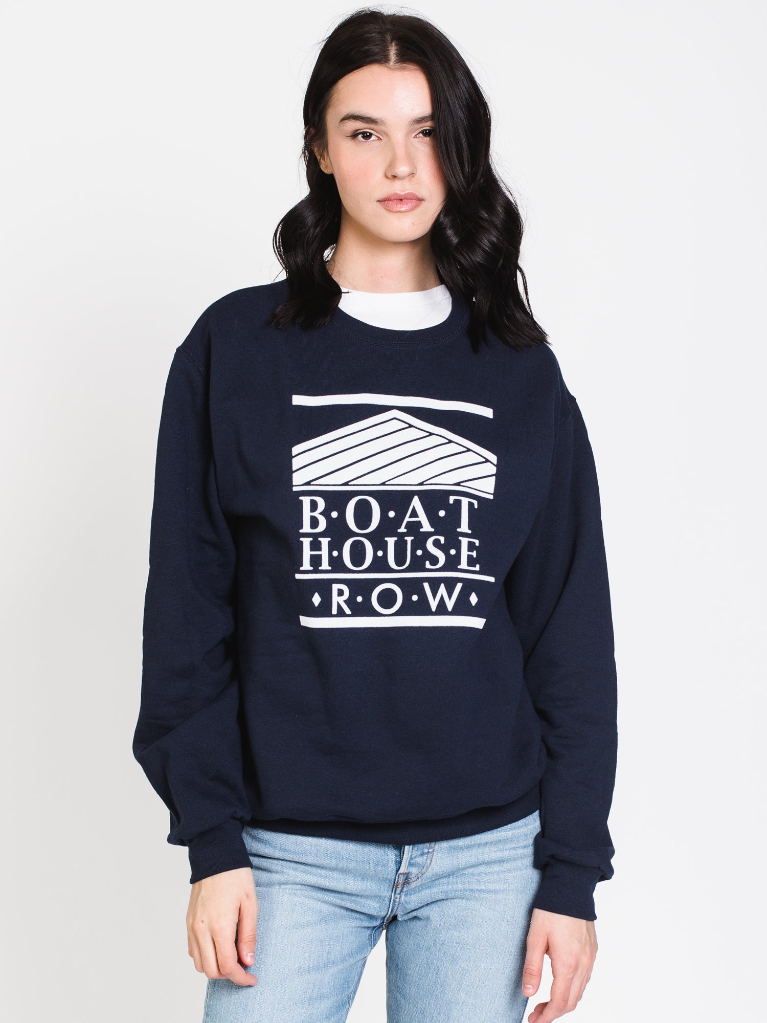 BOATHOUSE RETRO BH LOGO FLOCK T-Shirt - Navy Blue - Clearance Sale - Casual Wear & Vintage Style for Men
