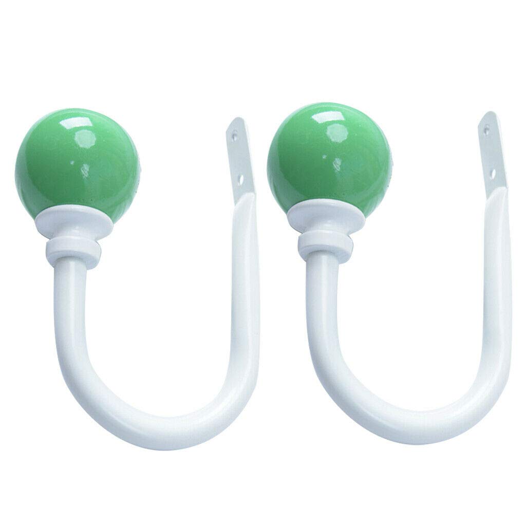 2-Pack White Window Curtain Holdbacks - Decorative Drapery Hooks for Room Dividers & Window Treatments (Green) - Perfect for Living Room, Bedroom & Home Decor