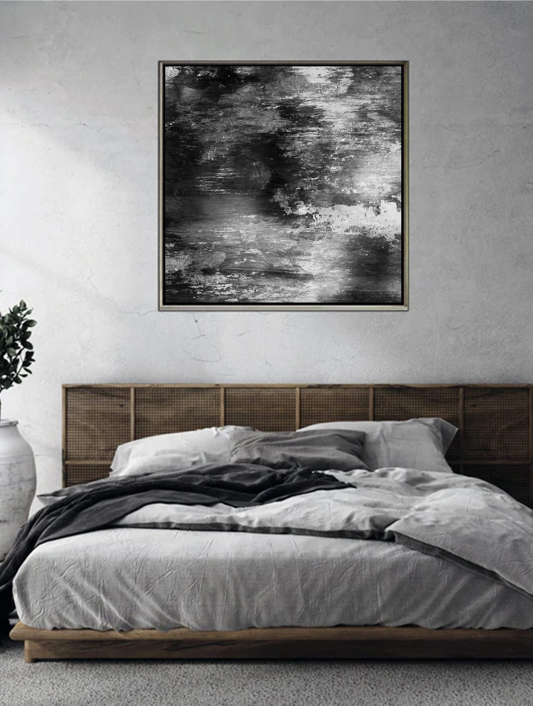 Large Black and White Abstract Acrylic Canvas Wall Art - Modern Contemporary Painting for Living Room Decor | Perfect for Home, Office & Gallery Display