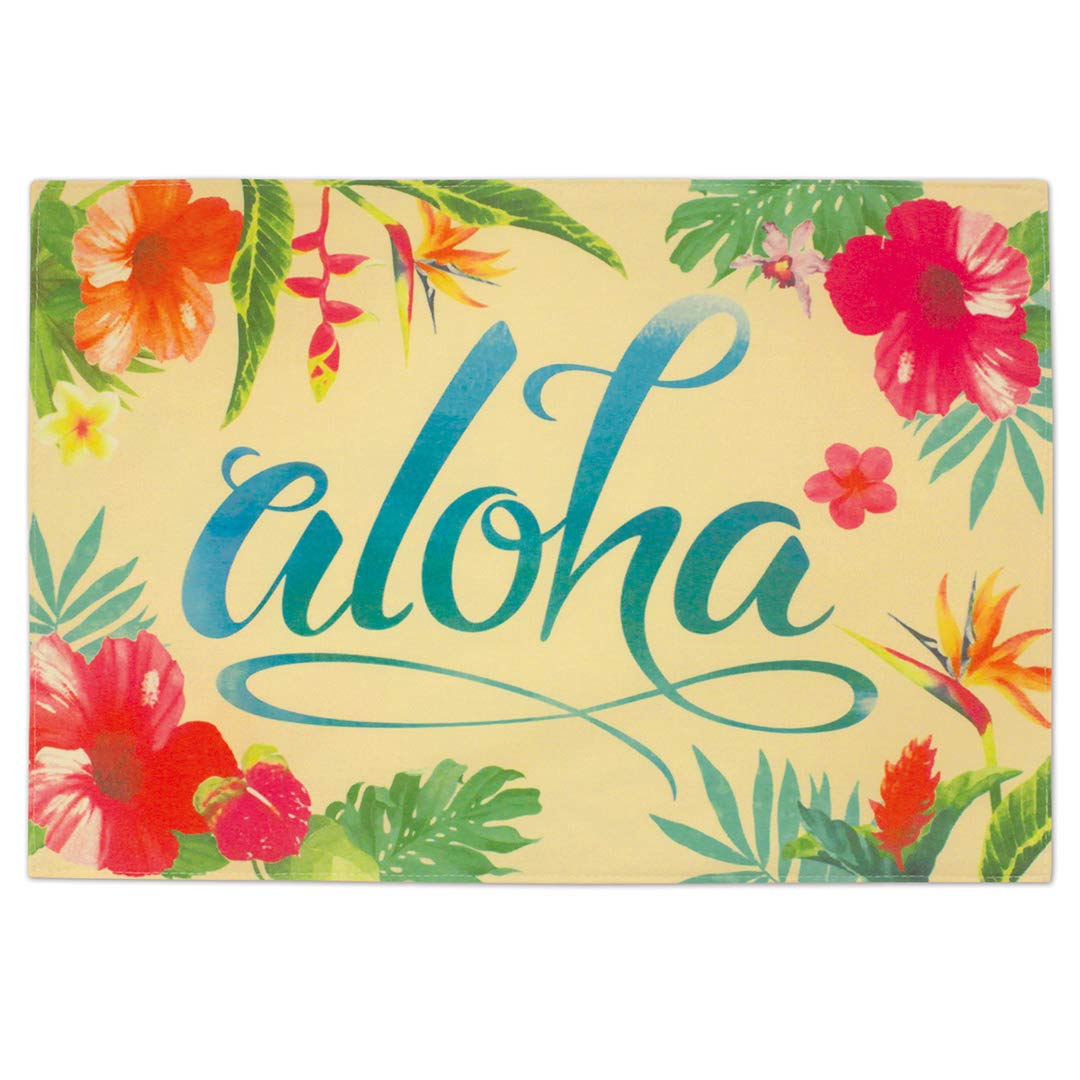 Hawaiian Reversible Fabric Placemats - Tropical Aloha Floral Design for Dining Table Decor | Perfect for Luau Parties, Beach Weddings & Summer Entertaining