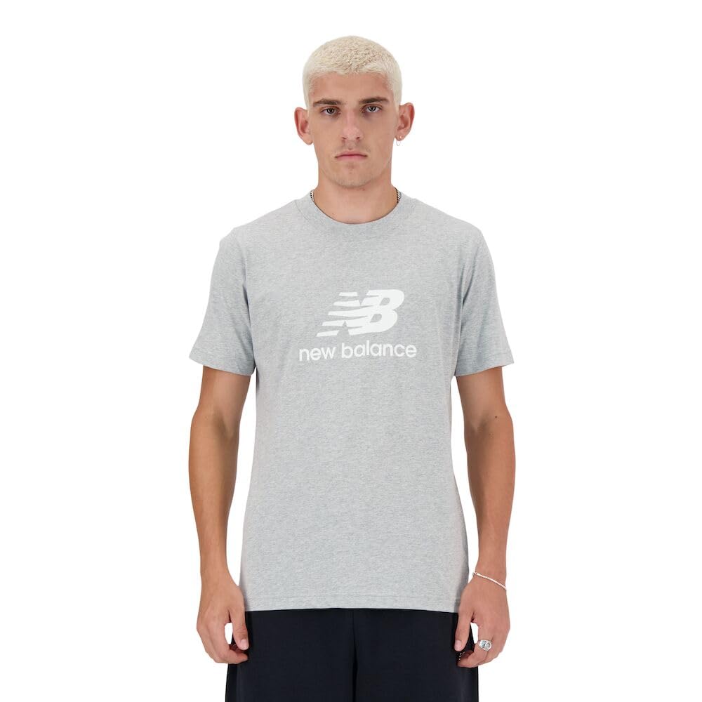 New Balance Men's Sport Essentials Logo T-Shirt - Breathable Cotton Athletic Tee for Running, Gym & Casual Wear | Lightweight Comfort Shirt for Workouts & Everyday Style