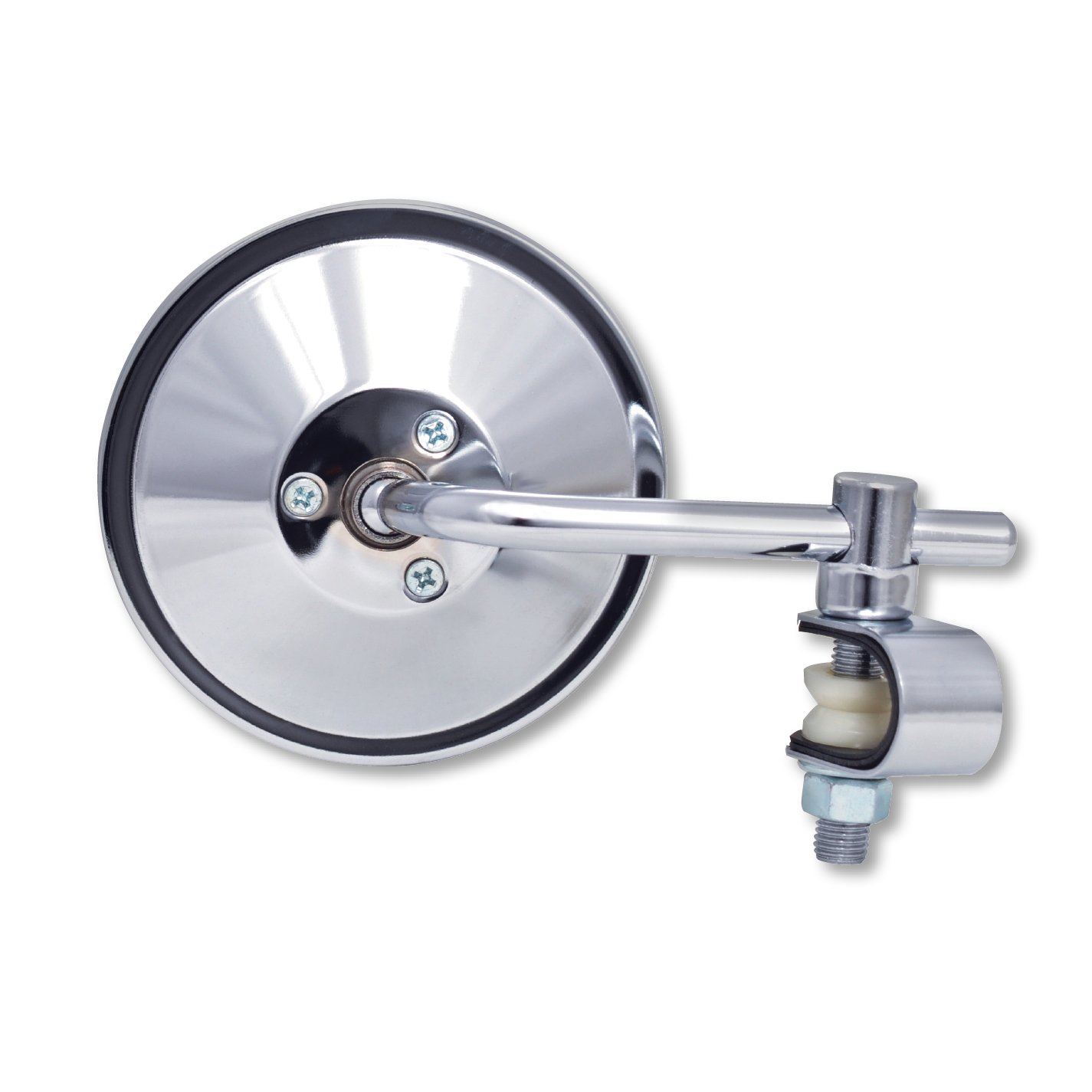 Universal Round Chrome Clamp Mirror - Adjustable Car Rearview Mirror for Trucks, SUVs, and Vans - Perfect for Enhanced Visibility and Safety While Driving