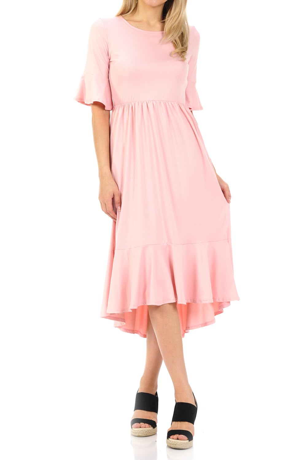 Iconic Luxe Women's Premium Knit Cropped Bell Midi Dress - Elegant Casual & Party Wear for Women | Perfect for Date Nights, Office Outfits & Special Occasions