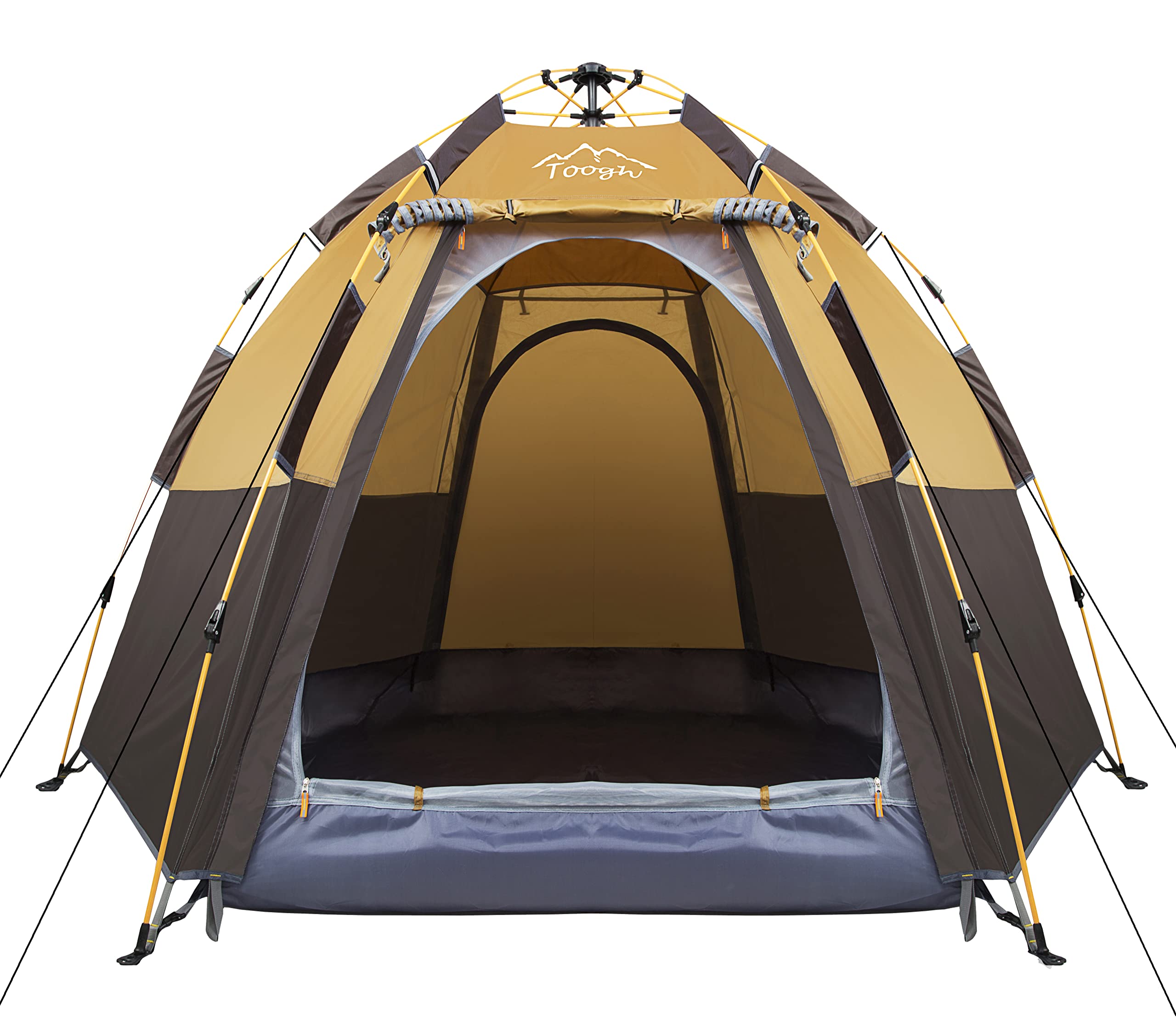 Toogh 3-4 Person Camping Tent - 60 Second Setup Waterproof Hexagon Pop Up Tent for Outdoor Backpacking, Hiking & Beach - Instant Cabin Tent with Advanced Ventilation & Rainfly for Family Camping Trips