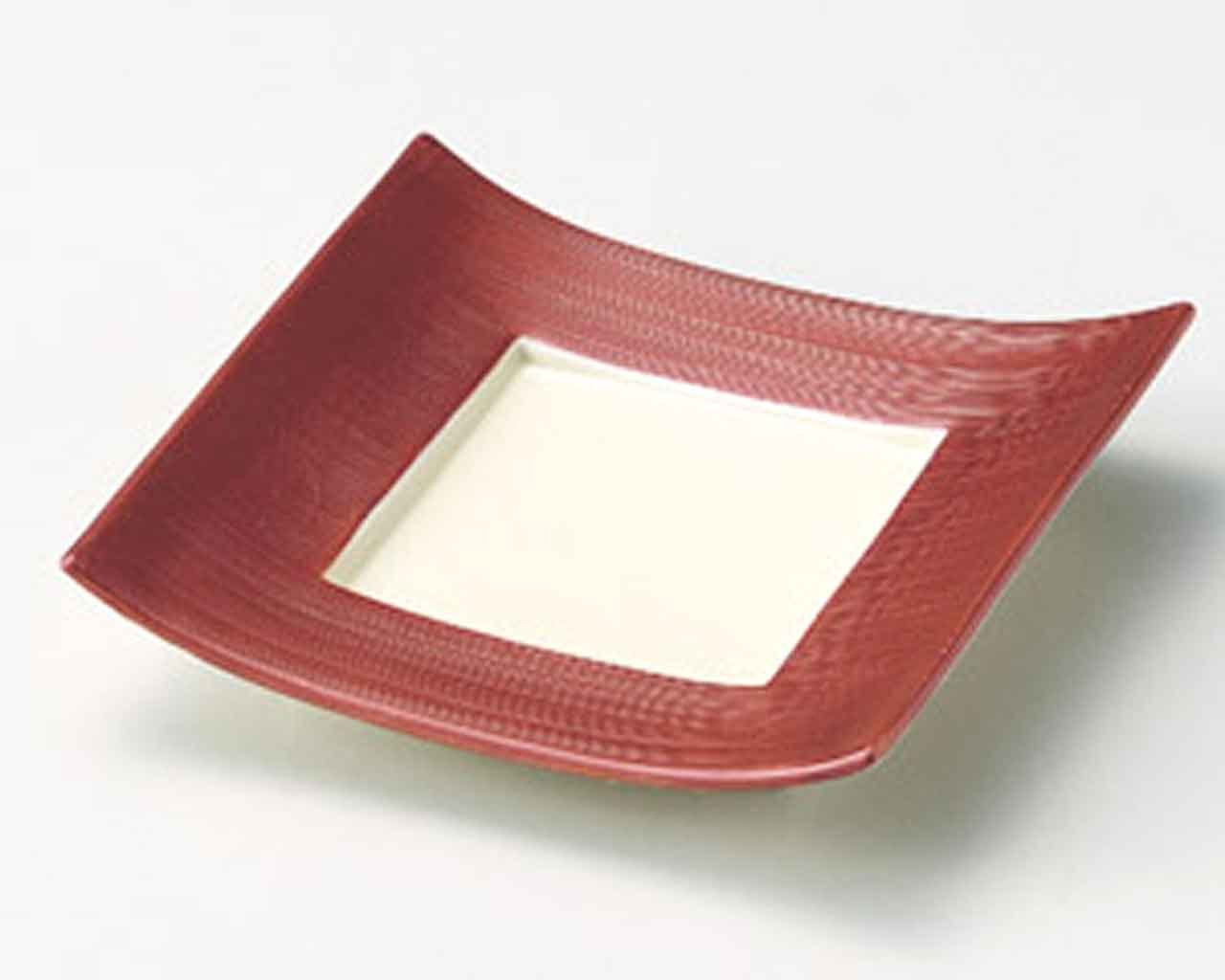 Premium Japanese White Porcelain Dinner Plates - Set of 5 Pearl Red 6.6 Inch Medium Plates for Elegant Dining, Parties & Home Decor