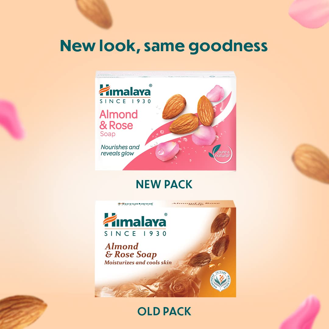 Himalaya Herbals Moisturizing Almond and Rose Soap - 125g Bar for Dry Skin, Natural Glow & Aromatherapy | Perfect for Daily Face & Body Cleansing, Spa Day & Gift Sets