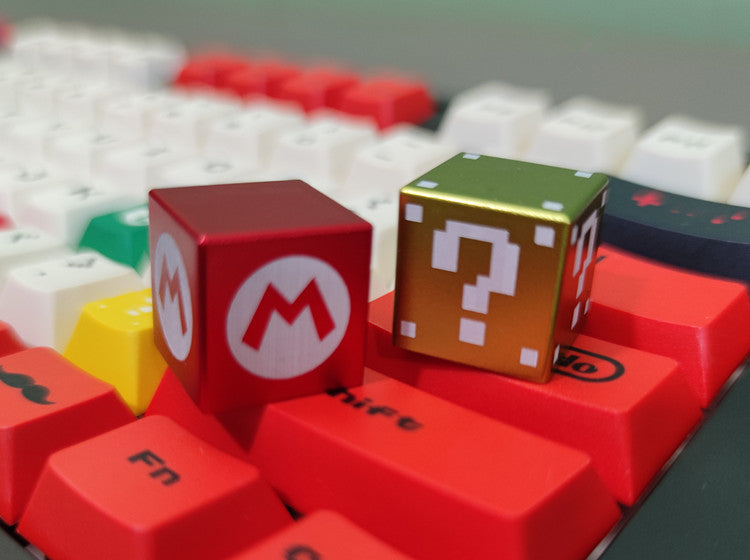 Custom Mario Question Mark Square Box Anodized Aluminum Alloy Mechanical Keyboard Keycap - Perfect for Gaming, Typing & Mechanical Keyboard Enthusiasts