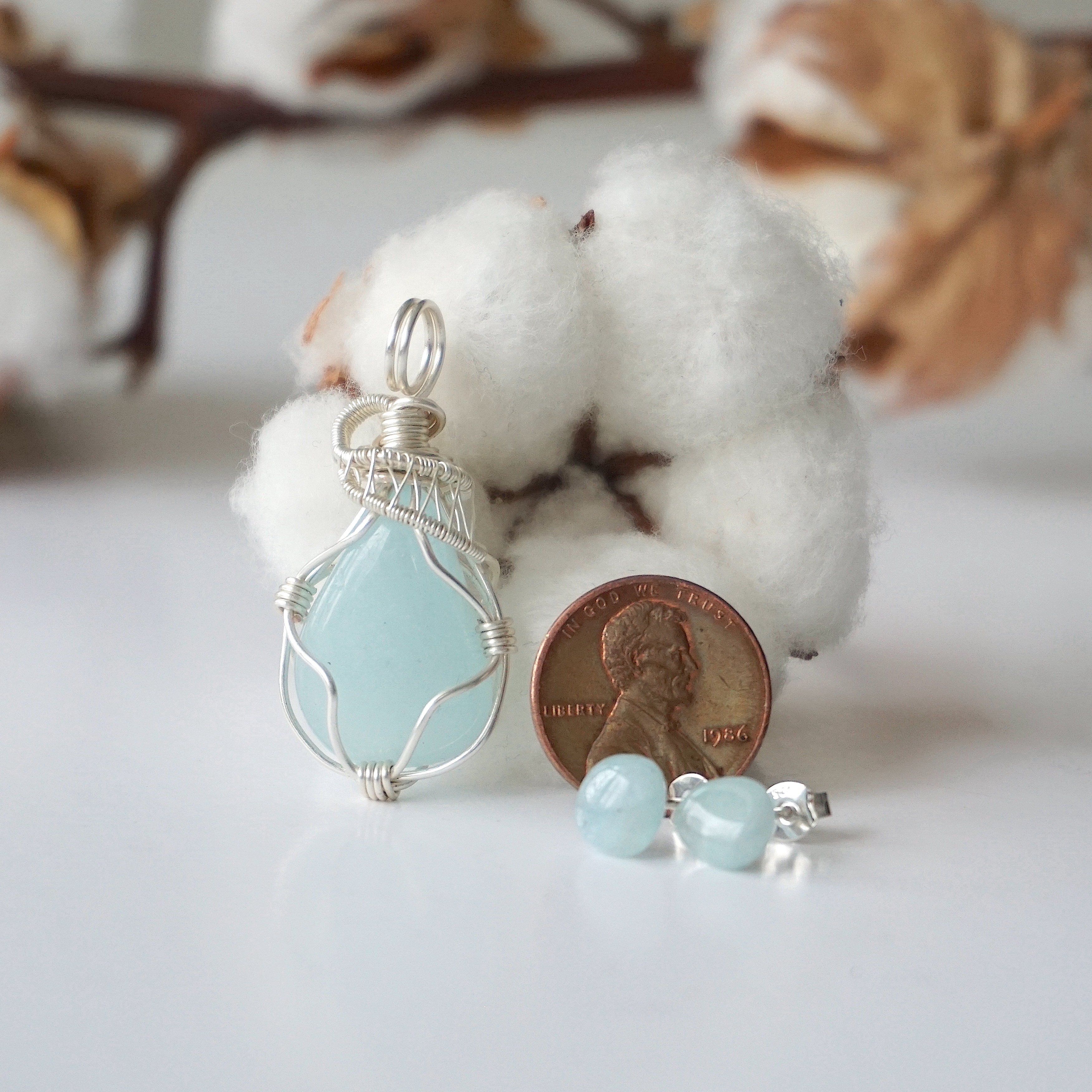 Elegant Aquamarine Jewelry Gift Set - Silver Plated Necklace & Earrings for Women | Perfect Birthday, Anniversary & Valentine's Day Present | Spa Day, Wedding & Special Occasion Accessories