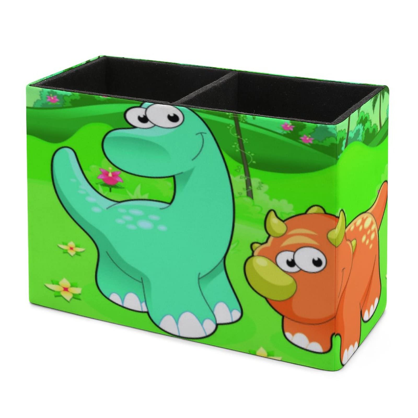 Cute Dinosaur Pen Holder for Desk - Leather Pencil Organizer & Makeup Brush Storage for Office, School, College | Perfect Desktop Organizer for Stationery, Art Supplies, and Cosmetics