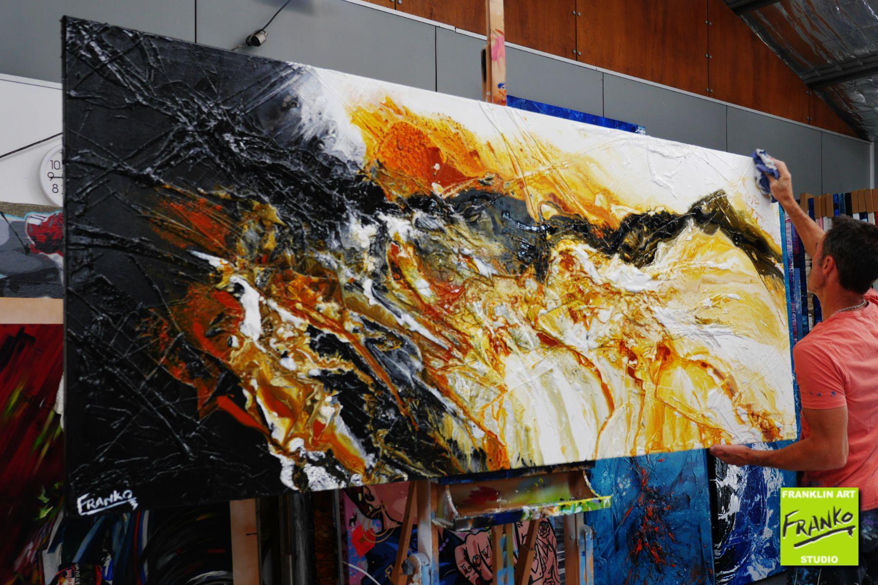 240cm x 100cm Sienna Black Textured Abstract Canvas Painting - Modern Wall Art for Living Room, Bedroom & Office Decor | Sienna Storm Collection