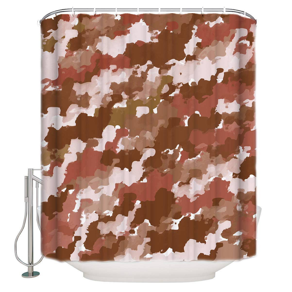 Waterproof Camouflage Shower Curtain with 12 Hooks - 60x72 Inch Bathroom Accessory for Showers & Bathtubs | Durable Camo Netting Design for Home, RV, and Camping Use