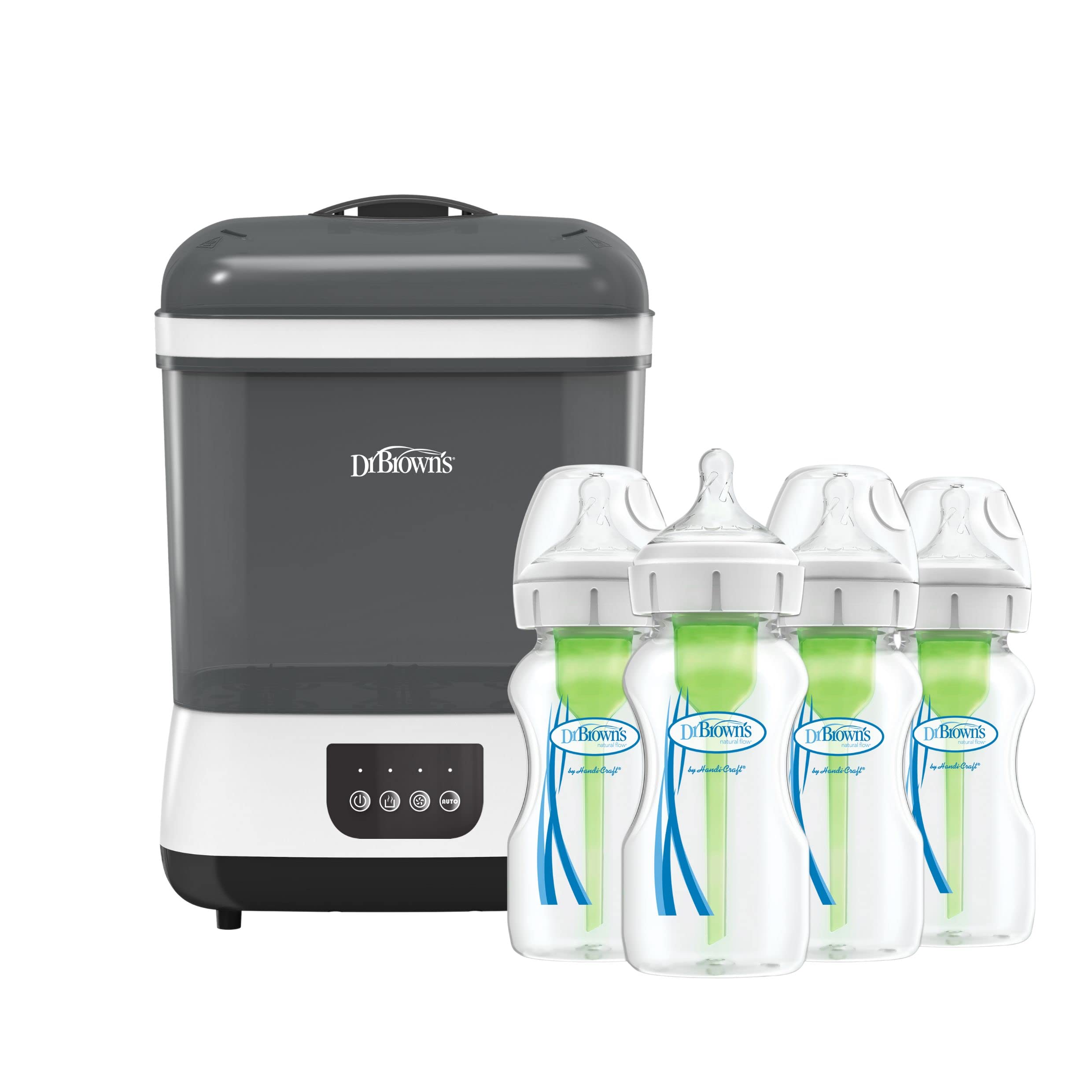 Dr. Brown's Options+ Anti-Colic Baby Bottles Set with Electric Steam Sterilizer & Dryer - Newborn Feeding Essentials for Gas Relief & Hygiene - Perfect for Home, Travel & Daycare Use