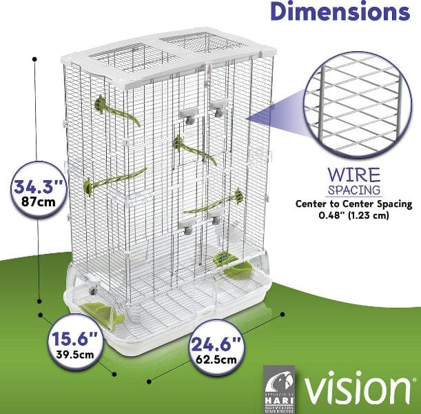 Hari Vision M02 Medium Bird Cage - Spacious & Durable Home for Parakeets, Canaries & Small Birds - Perfect for Indoor & Outdoor Use in Homes, Gardens & Aviaries