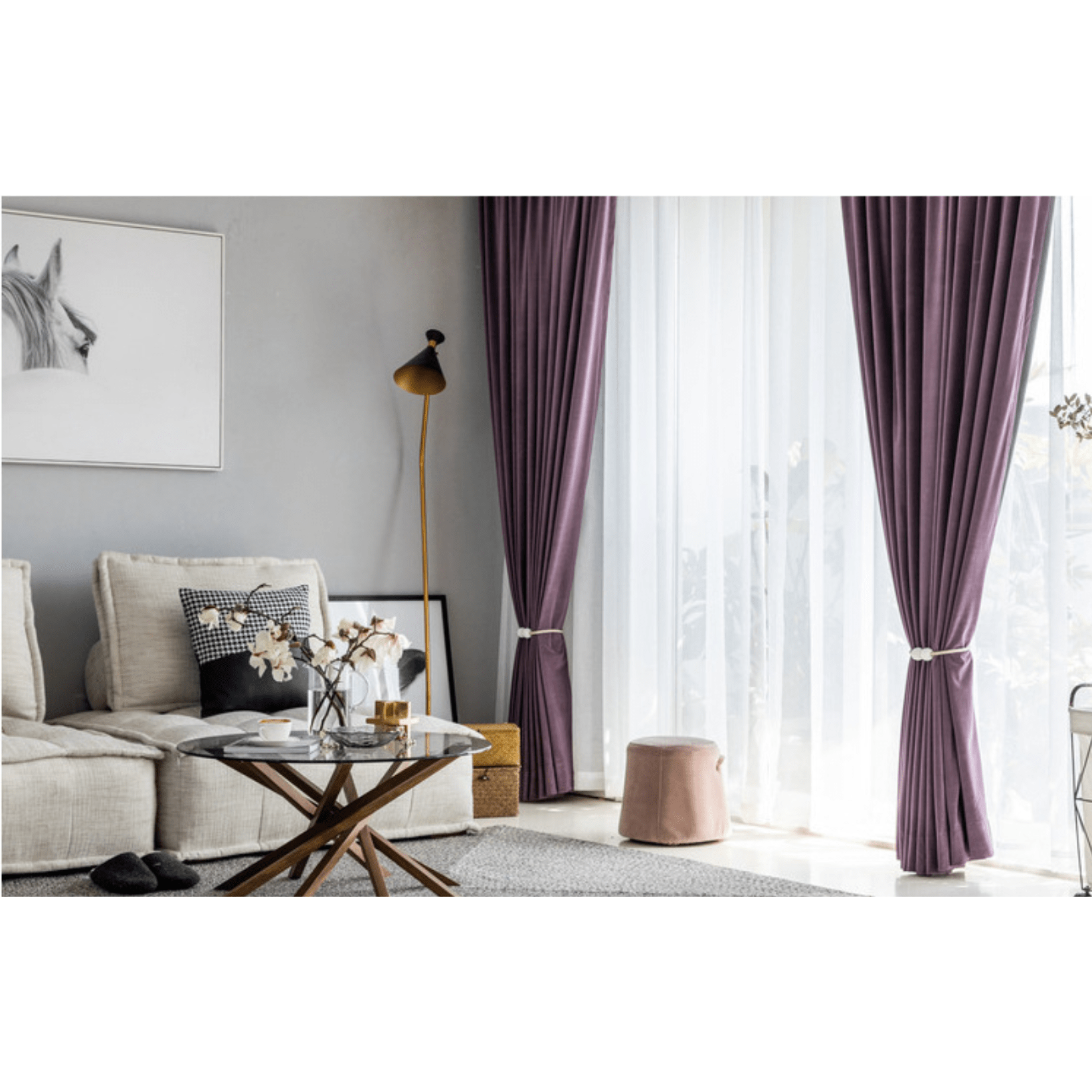 Luxury Velvet Curtains for Living Room & Bedroom - Soft Plush Blackout Drapes with Thermal Insulation, Purple (84 Inch Length) - Perfect for Home Decor, Noise Reduction & Light Blocking