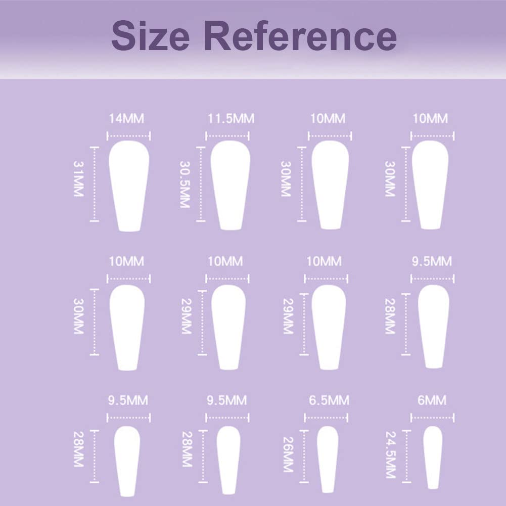 24Pcs Press on Nails - Long Coffin Fake Nails with Glossy Crown Design, Ballerina Clip on Full Cover False Nails for Women & Girls | Perfect for Parties, Weddings, Date Nights & Special Occasions