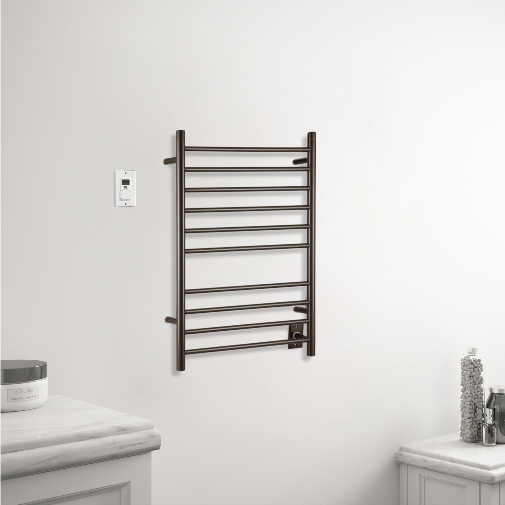 Ancona Novara Dual 10 Bar Hardwire & Plug-in Wall Mounted Towel Warmer with Timer - Oil Rubbed Bronze Finish | Perfect for Bathrooms, Spas & Luxury Home Heating