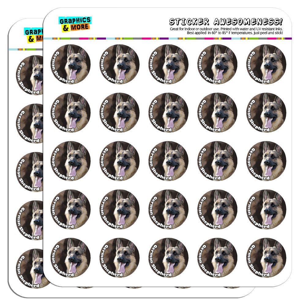 German Shepherd Dog Stickers - 1 Inch Planner Calendar Scrapbooking Decals for Pet Lovers - Perfect for DIY Crafts, Bullet Journals & Pet-Themed Scrapbooks