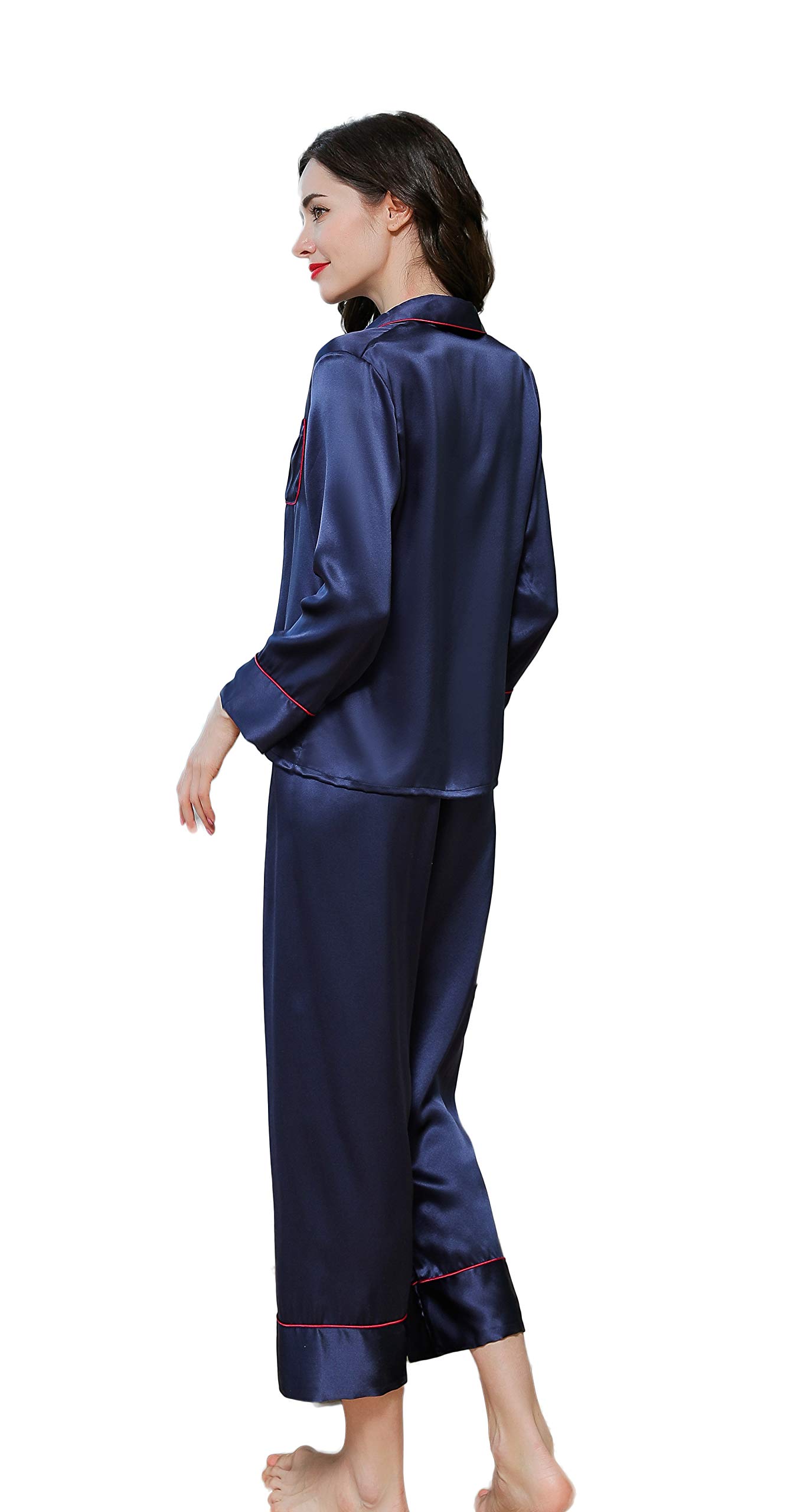 CLC Women's Floral Silk Pajama Set - Soft Sleepwear Nightshirt for Lounge & Bedtime | Perfect for Relaxing at Home, Spa Days & Gift Giving