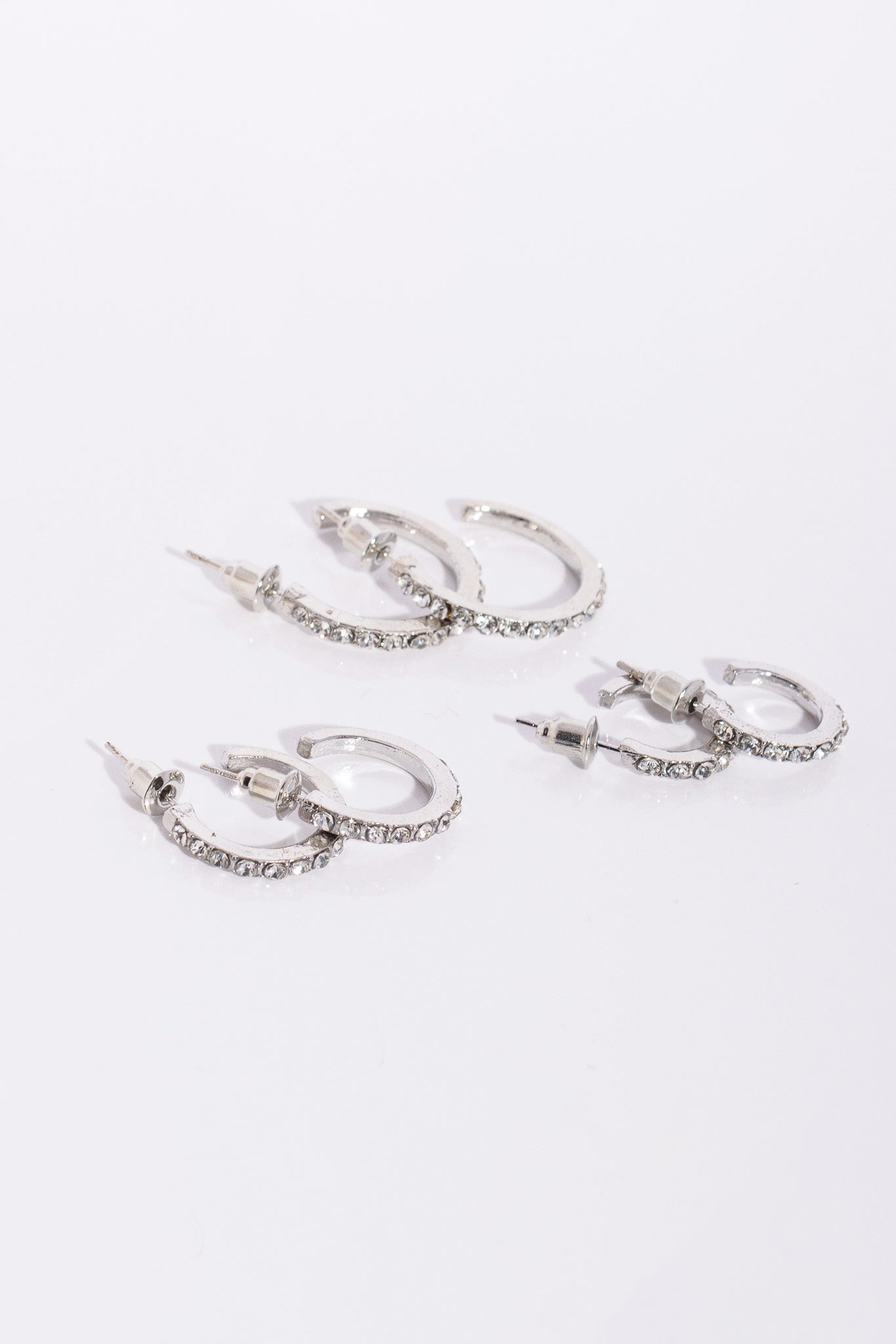 Sparkling Rhinestone Hoop Earrings Set for Women - Elegant Crystal Studded Dangle Earrings for Party, Wedding & Evening Outfits
