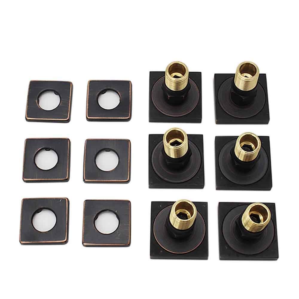 Premium 2 Inch Brass Square Massage Shower Body Spray Jets - Oil Rubbed Bronze Finish - Set of 6 - Luxury Bathroom Upgrade for Spa-Like Experience