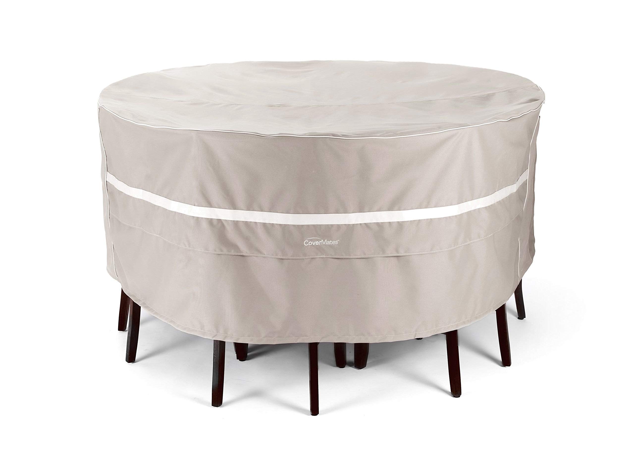 Premium Weather-Resistant Oval Bistro Table & Chair Set Cover - Heavy-Duty Polyester with Drawcord Hem - Outdoor Patio Furniture Protection (Clay Color) - Perfect for Backyard, Garden & Restaurant Use