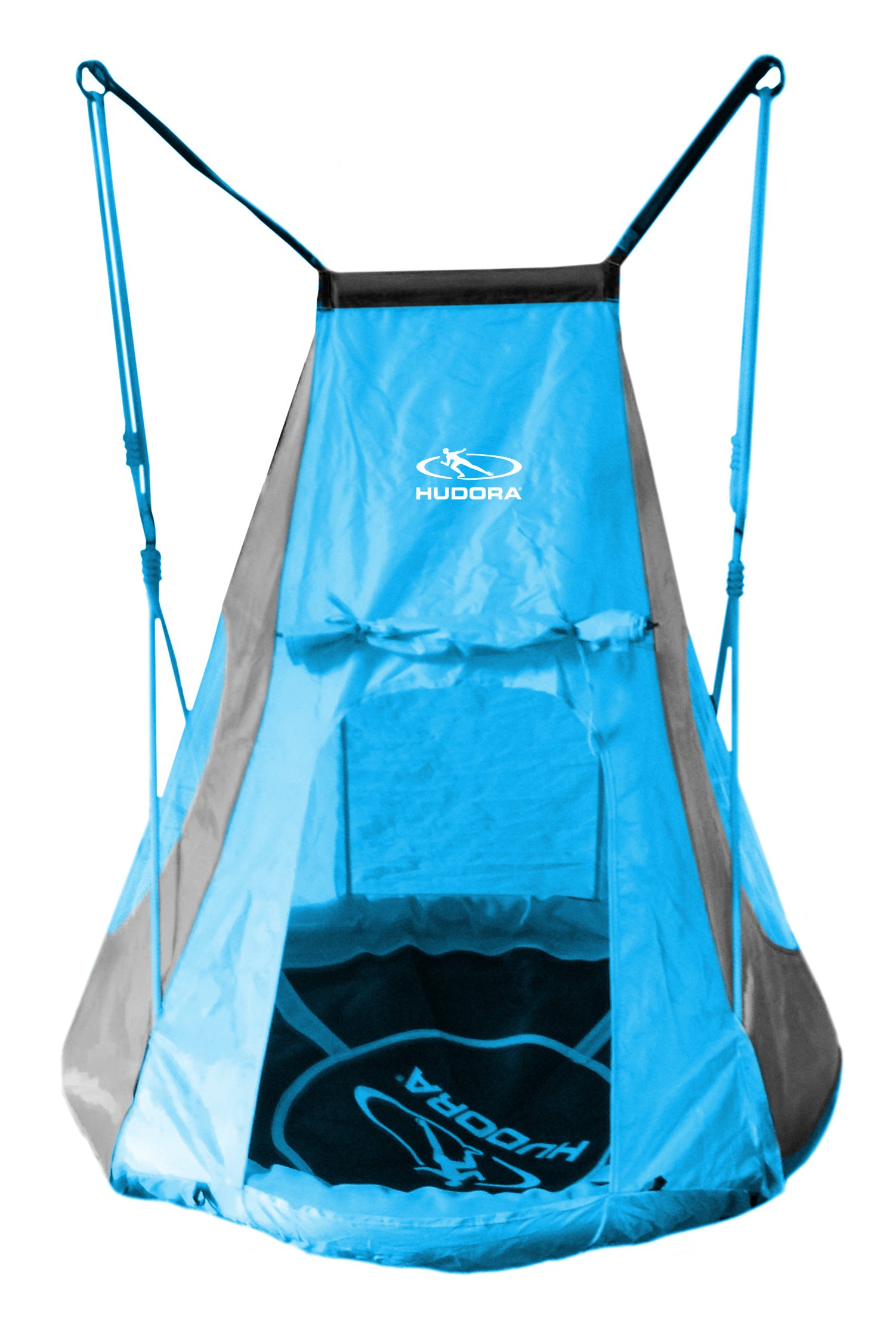 Hudora Unisex Adult Cosy Castle Nest Swing Tent - Blue/Grey, 90 cm - Indoor/Outdoor Hammock Chair for Relaxation & Reading in Garden, Patio or Bedroom