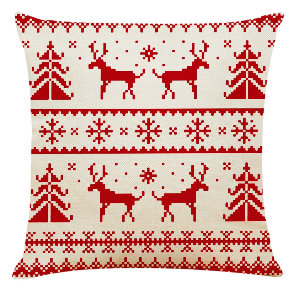 Ogrmar 4-Piece 18x18 Inch Christmas Throw Pillow Covers - Cotton Linen Square Cushion Covers for Sofa, Couch, Bed & Car Decor - Holiday Home Decor & Festive Living Room Accessories (Christmas Green)