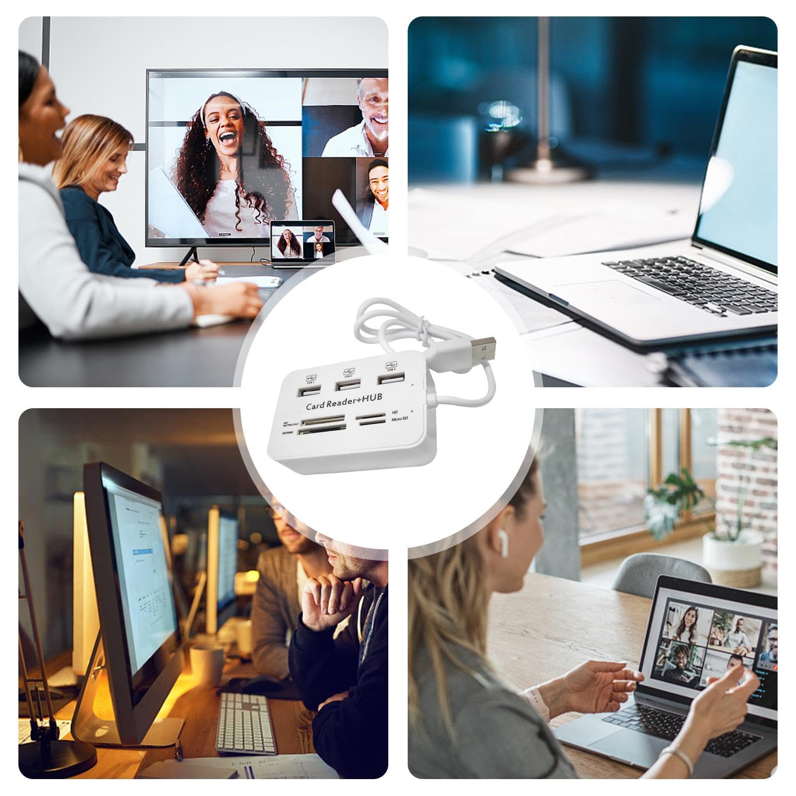 Multi-Port USB Laptop Docking Station with 6-in-1 Card Reader - 4K HDMI, 3 USB 3.0 Ports, Gigabit Ethernet - Portable USB Hub for MacBook, Dell, HP, Lenovo - Perfect for Home Office, Gaming & Video Conferencing