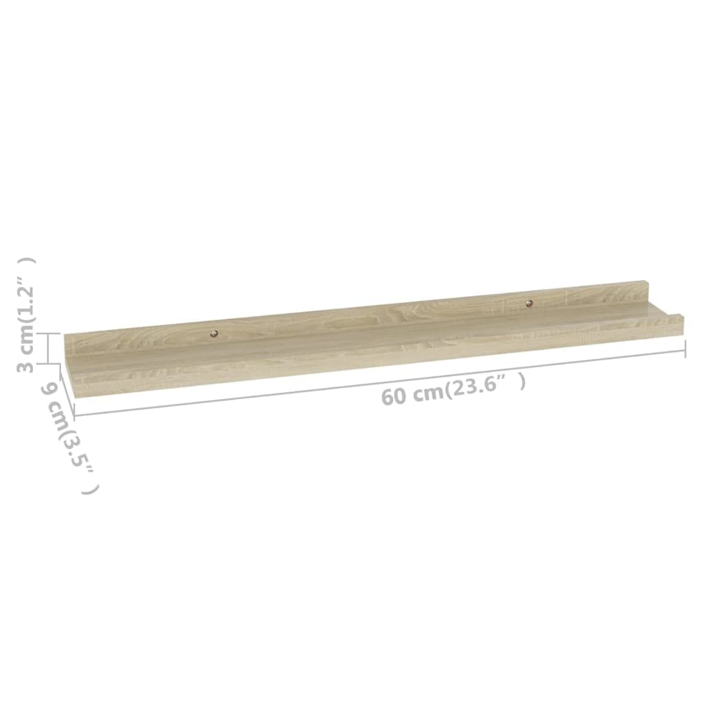 4-Pack Floating Wall Shelves Set - Sonoma Oak 23.6